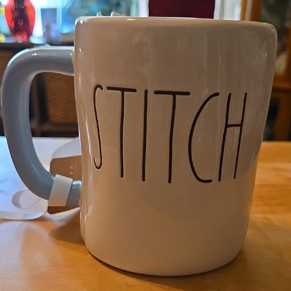 RAE DUNN  Blue and White Stitch Ohana Mug - Picture 3 of 3